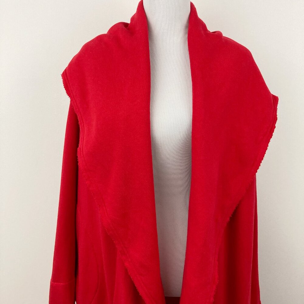 Bryn Walker Didion Wrap Coat in Rosehip Fleece Size M Bamboo Organic Cotton Red - Picture 3 of 12